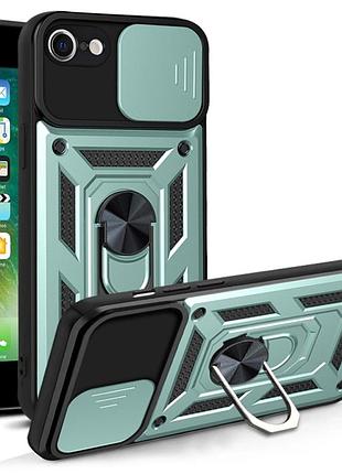 Чехол fiji camera defence для apple iphone se 2022 бампер с защитой камеры и подставкой green