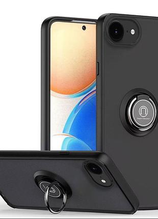 Чохол fiji colorframe для apple iphone 17e матовий бампер з кільцем підставкою black