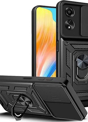 Чехол fiji camera defence для oppo a18 (cph2591) бампер с защитой камеры и подставкой black