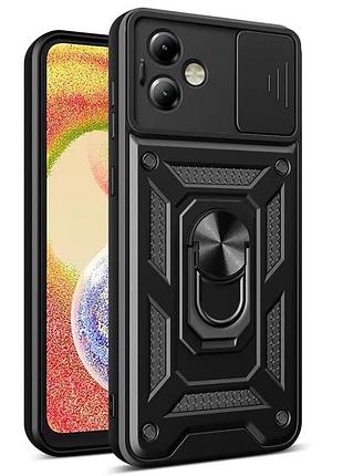 Чехол fiji camera defence для motorola g55 бампер с защитой камеры и подставкой black