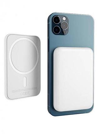 Повербанк с беспроводной зарядкой magsafe battery pack magnetic 10000 mah white