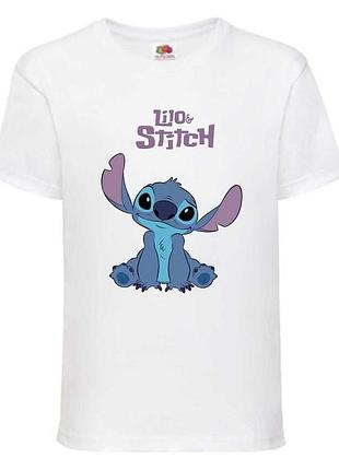 Футболка лило и стич (lilo stitch 003) белая, 98-104-116-128-140-152-164 размер