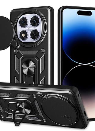Чехол fiji camera defence для xiaomi redmi note 14 pro plus 5g бампер с защитой камеры и подставкой black