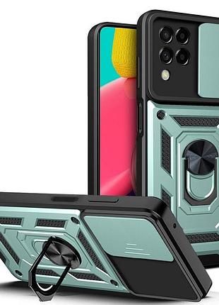Чехол fiji camera defence для samsung galaxy m33 5g (m336) бампер с защитой камеры и подставкой green