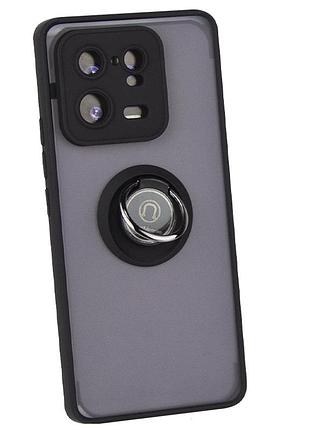 Чохол fiji colorframe для xiaomi 13 pro матовий бампер з кільцем підставкою black