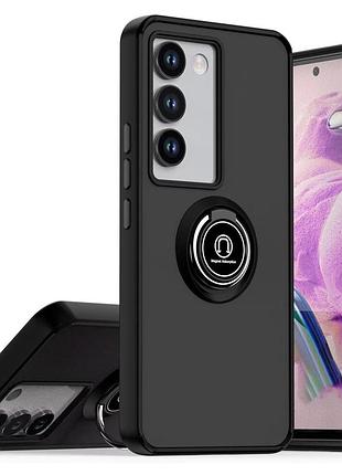 Чехол fiji colorframe для oppo a5 (cph2727 / cph2735) матовый бампер с кольцом подставкой black