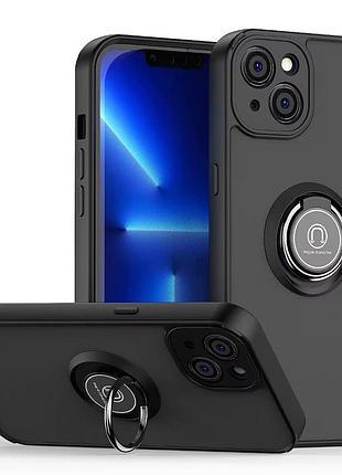 Чехол fiji colorframe для apple iphone 13 матовый бампер с кольцом подставкой black