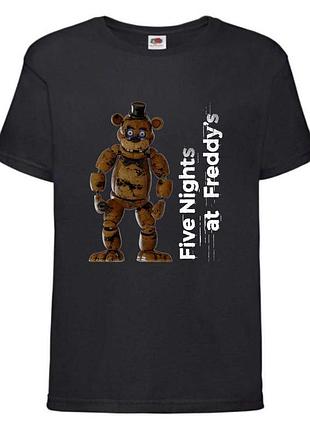 Футболка фнаф 5 ночей с фредди (fnaf five nights at freddy's 006) черная, размери 104-116-128-140-152-164