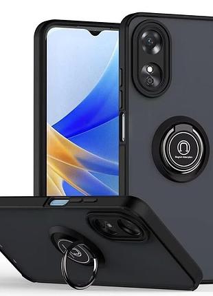 Чехол fiji colorframe для oppo a17k матовый бампер с кольцом подставкой black