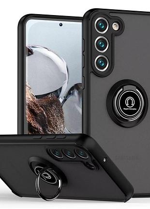 Чехол fiji colorframe для samsung galaxy s23 plus (s916) матовый бампер с кольцом подставкой black