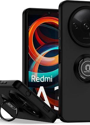 Чехол fiji colorframe для xiaomi redmi a3x матовый бампер с кольцом подставкой black