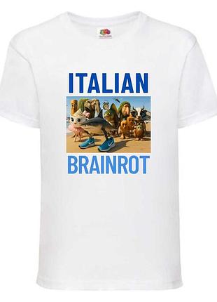 Футболка итальянский брейнрот (italian brainrot 01), белая 104-116-128-140-152-164 размер