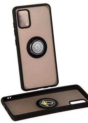 Чехол fiji colorframe для samsung galaxy a51 (a515) матовый бампер с кольцом подставкой black