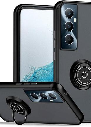 Чехол fiji colorframe для realme c65 матовый бампер с кольцом подставкой black
