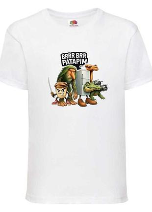 Футболка брейнрот брр брр патапим (brainrot brr brr patapim 02), белая 104-116-128-140-152-164 размер
