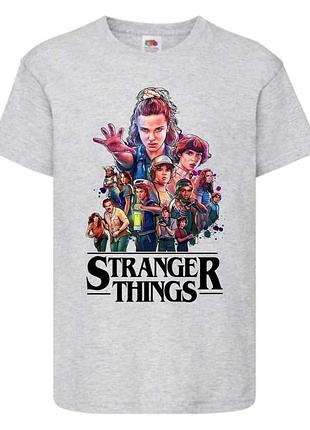 Футболка очень странные дела stranger thing 0028 серая, 104-116-128-140-152-164 размер