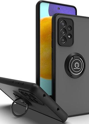 Чехол fiji colorframe для samsung galaxy a52 (a525) матовый бампер с кольцом подставкой black