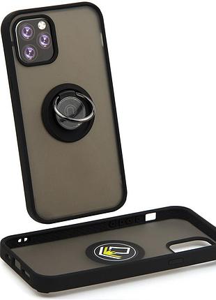 Чехол fiji colorframe для apple iphone 12 pro матовый бампер с кольцом подставкой black