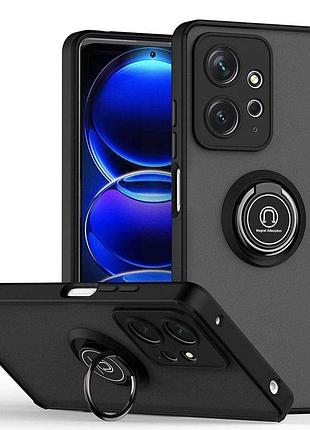 Чохол fiji colorframe для xiaomi redmi note 12 матовий бампер з кільцем підставкою black