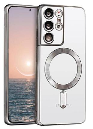 Чехол fiji chrome для samsung galaxy s21 ultra (g998) с magsafe и защитой камер silver