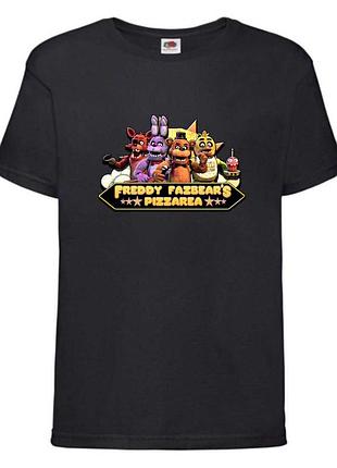 Футболка фнаф 5 ночей с фредди (fnaf five nights at freddy's 002) черная, размери 104-116-128-140-152-164