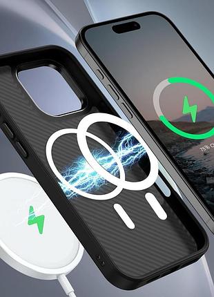 Чехол berlia armor carbon для apple iphone 16 pro max бампер с magsafe black 3