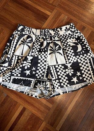 Нові шорти boohoo plus linen look printed short 16 /44/ 50 uk 🇬🇧