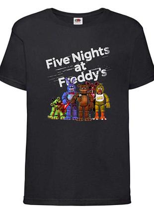 Футболка фнаф 5 ночей с фредди (fnaf five nights at freddy's 009) черная, размери 104-116-128-140-152-164