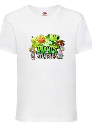 Футболка растения против зомби (plants vs zombie 005) белая, 98-104-116-128-140-152-164 размер