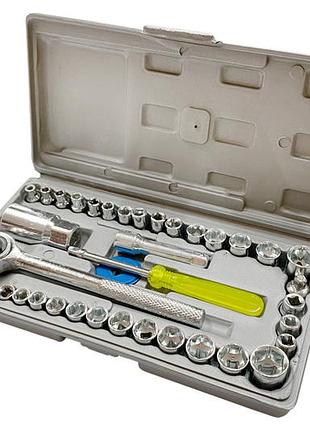 Набор головок с трещоткой universal 1/4" и 3/8" 40ед