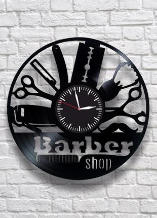 "barber shop" - настенные часы из виниловых пластинок. уникальный подарок! в наличии!