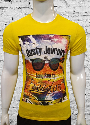 Яркая желтая футболка cotton &amp; silk с винтажным принтом "dusty journey"