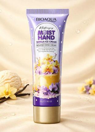 Увлажняющий крем для рук bioaqua moist hand vanilla ice cream с ароматом ванильного мороженого, 80 г