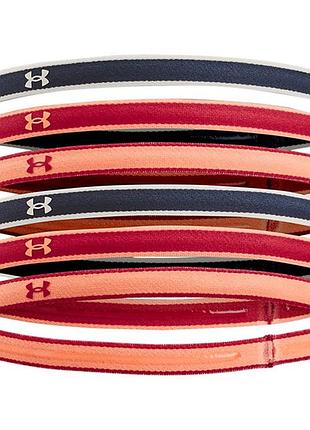 Пов'язки на голову under armour спортивні ua mini headbands — 6 pack downpour gray/chakra