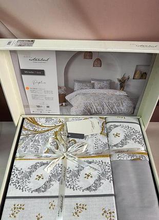 Постельное белье из поплина полуторный размер 160 на 220 см istanbul mirada gold