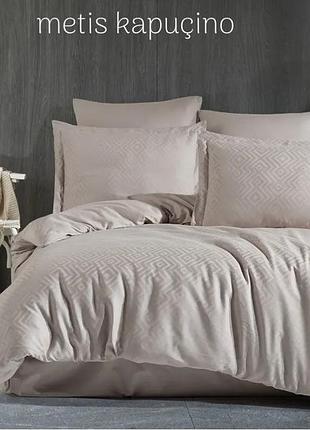 Постельное бельё tivoli home сатин жаккард евро размер metis kapucino