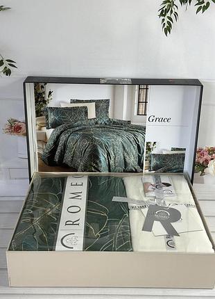 Постельное сатиновое белье евро размер 200 на 220 см romeo home grace