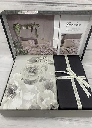 Постельное белье сатин жаккард deluxe евро размер 200 на 220 см clasy paredes