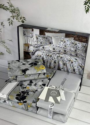 Постельное сатиновое белье евро размер 200 на 220 см romeo home mila