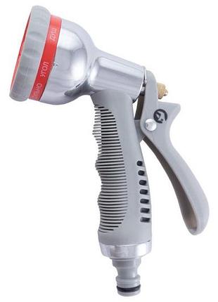 Пистолет-распылитель для полива intertool 8 функций хром x 1 адаптер x 2 коннектора
