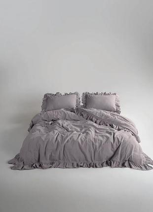 Постельное белье однотонное вареный хлопок limasso евро размер opal grey