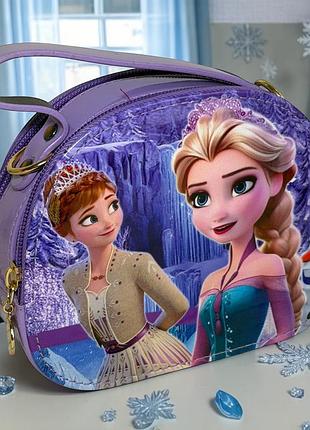 Детская сумка frozen анна и эльза фиолетовая, сумочка для девочки кроссбоди, мини детская сумка с ремешком