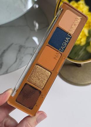 Нова палетка тіней natasha denona fez 5 eyeshadow palette оригінальна велика, персиковий, коричневий, помаранчевий, золотий і синій