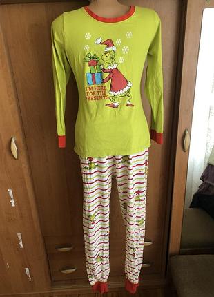 Пижама, комплект, костюм, 100% коттон, m. dr.seuss. grinch.
