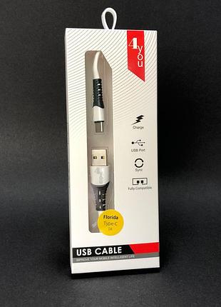 Кабель usb type-c 4you florida (2a, silicon, білий)