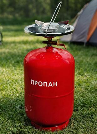 Газовый баллон 12 л туристический с горелкой 2200 вт, газовый комплект с конфоркой, краном-переходником и ручкой, bol-120