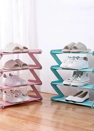 Полка-стойка-органайзер для обуви 4 полки shape shoe rack розовая ssr-011-pink