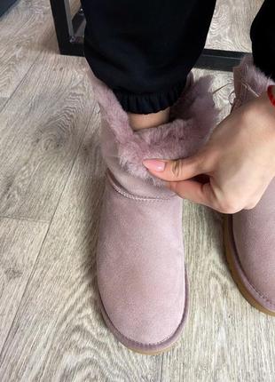 Ugg bailey mini pink ⭕❄️угги женские розовые зимние с мехом и бантом ⭕❄️, жіночі уги зимні, уггі бант7 фото