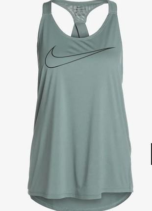 Nike спортивная майка танк, топ для спорта с открытой спинкой хаки