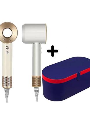 Фен super hair dryer gold 1600вт з кейсом, 1 насадка